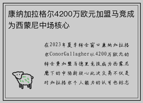康纳加拉格尔4200万欧元加盟马竞成为西蒙尼中场核心 康纳加拉格尔4200万欧元加盟马竞成为西蒙尼中场核心