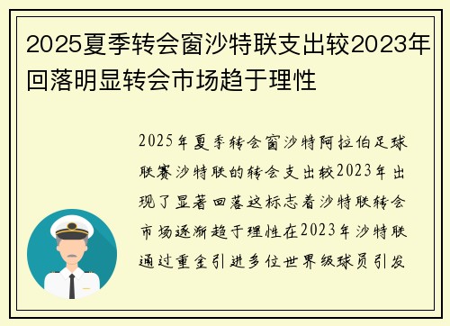 2025夏季转会窗沙特联支出较2023年回落明显转会市场趋于理性 2025夏季转会窗沙特联支出较2023年回落明显转会市场趋于理性